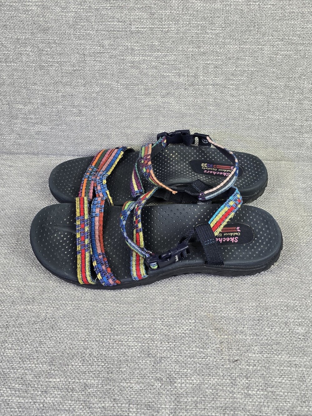 Skechers Reggae-Sew Me-Boho Woven Strap Sandals, Black/multi Womems Sz 10
